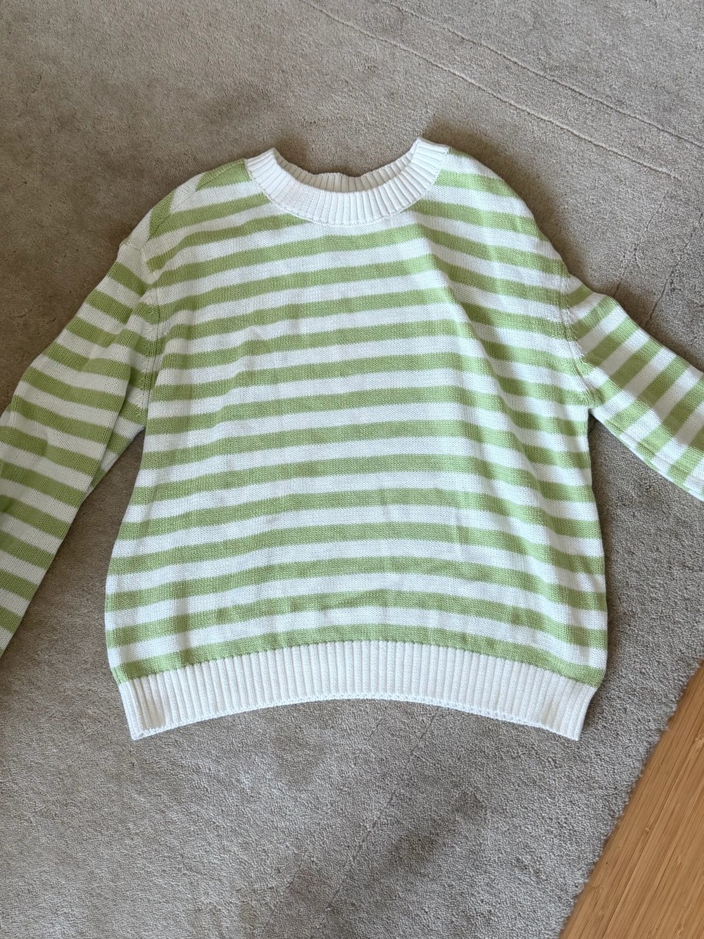 Roller Rabbit Green and White Striped Crewneck Sweater